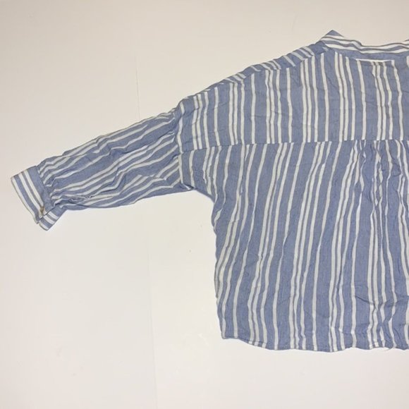 Mos Mosh Blue and White Striped Linen Shirt - Women’s Size Large - Picture 3 of 10